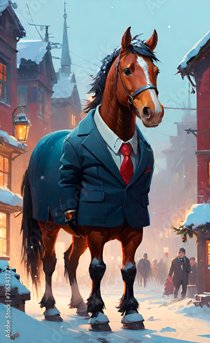 little horsy in business suit, fantesy art photo