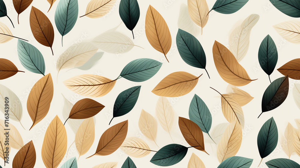 seamless pattern, autumn and spring theme, drawings of trees and leaves in autumn and spring colors seamless pattern, autumn and spring theme, drawings of trees and leaves in autumn and spring colors