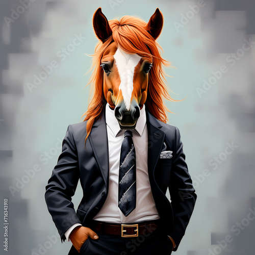 little horsy in business suit, fantesy art photo