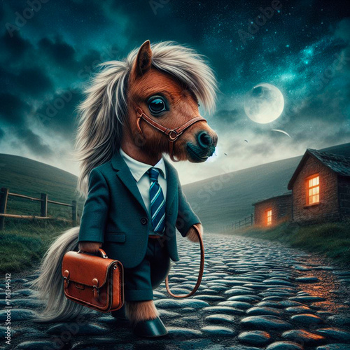 little horsy in business suit, fantesy art photo