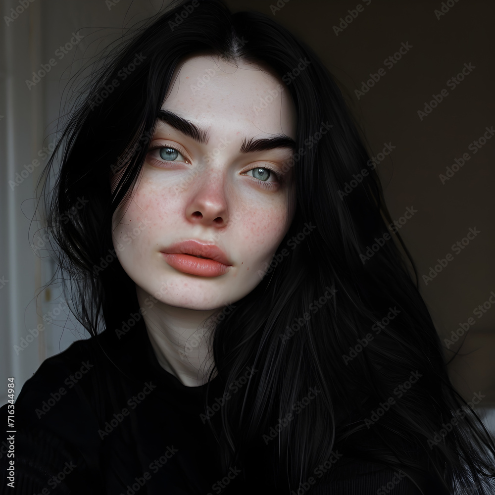 Fototapeta premium Woman of 20 years young, very white complexion, full lips