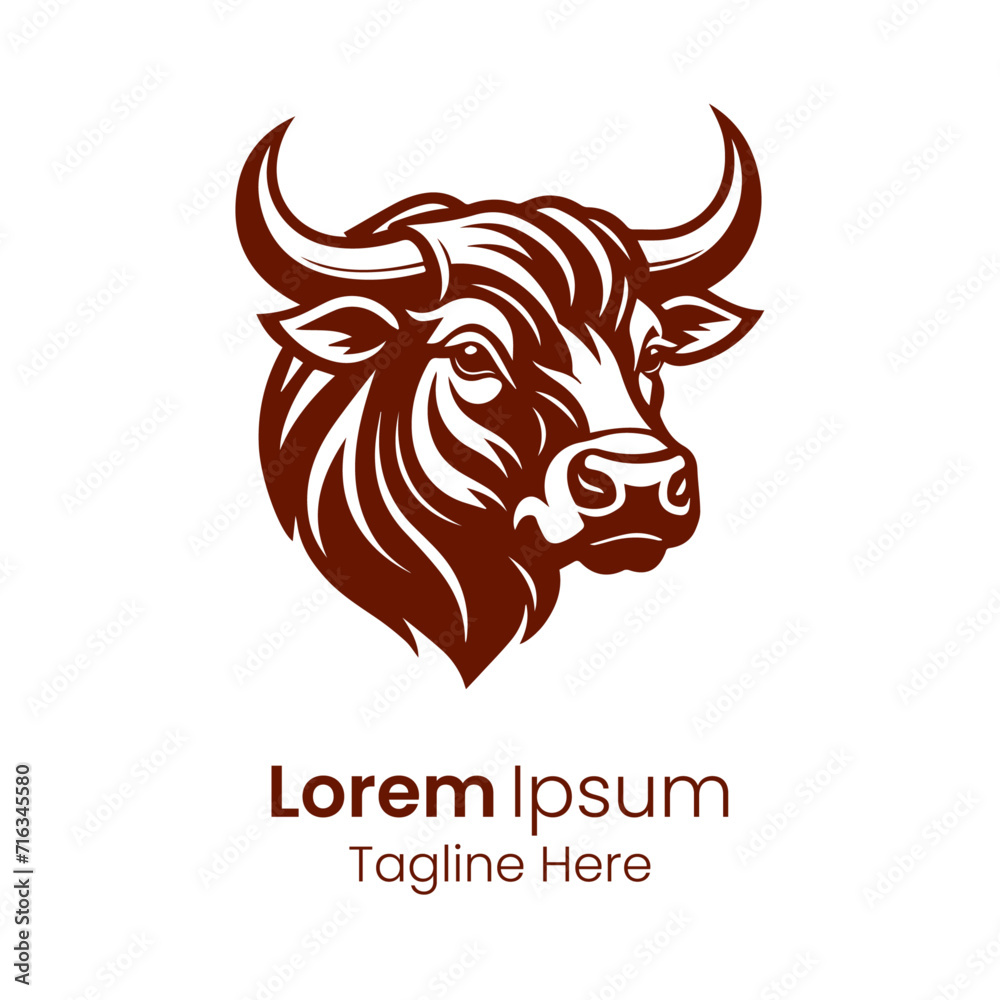 Bull simple mascot logo design illustration vector