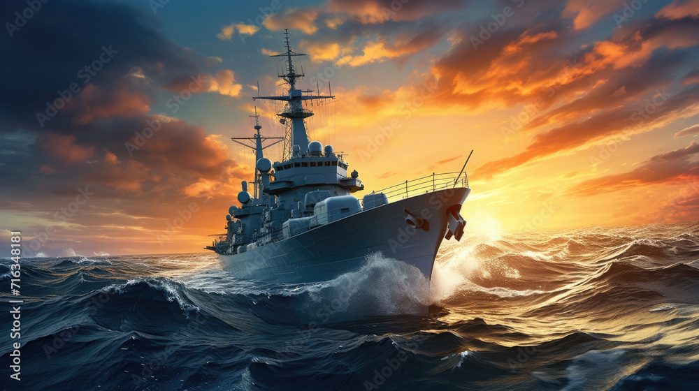 Military Navy Ships In A Sea Heavy Cruiser Sailing In Rough Seas At military-navy-ships-in-a-sea-heavy-cruiser-sailing-in-rough-seas-at