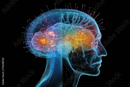 3d illustration of brain render, Neurotransmitters in the CNS and PNS, brain, Frontal lobe, Parietal lobe, brain anatomical, Cerebellum, Brain stem, Medulla oblongata, longevity, brain research, mind 