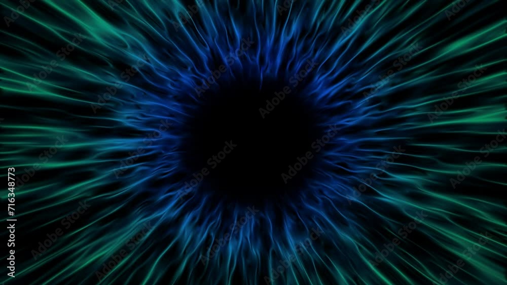 A flight through an optical tunnel. Abstract motion graphics. Warp tunnel effect visuals. Travel through space and time at high speed. high speed space tunnel cruise, pulsing flashes of light and ener