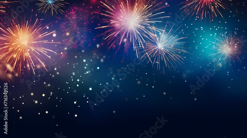 Beautiful fireworks background at night for holiday decoration