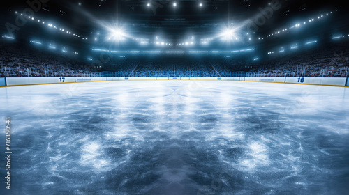 Hockey ice rink sport arena empty field stadium with spotlight