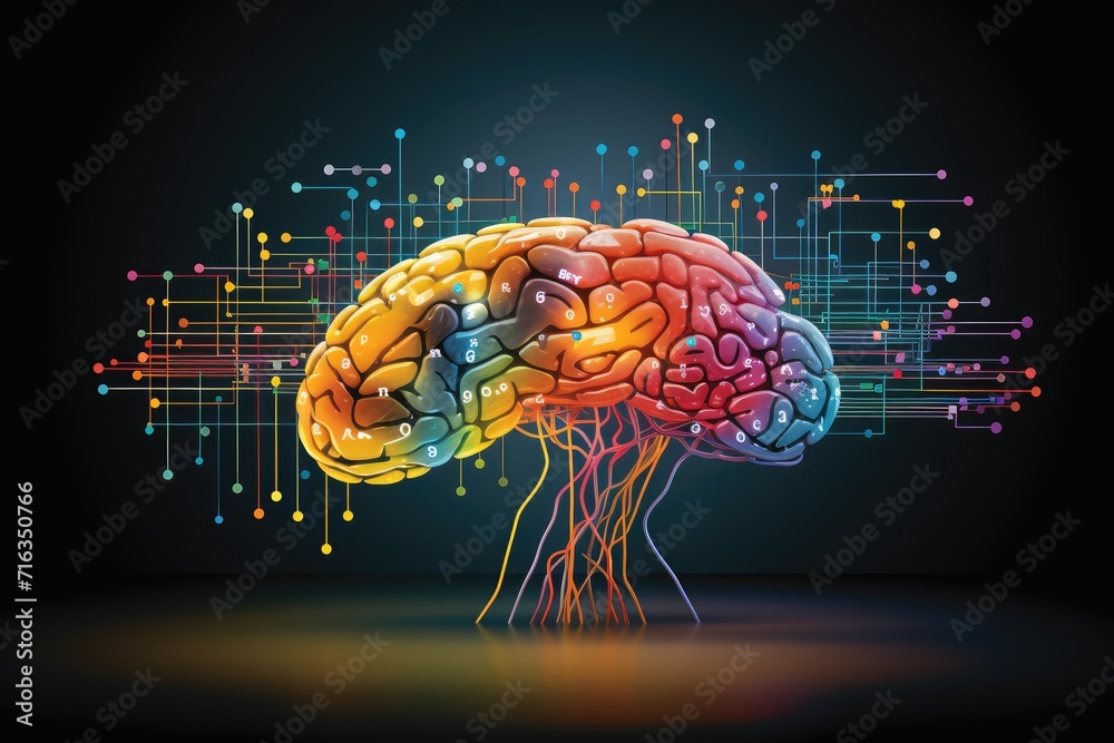 Ilustracja Stock Human Mind Brain neurons Neuroplasticity transmit