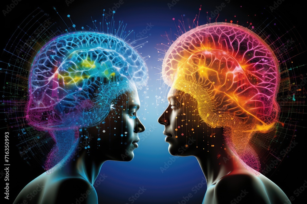 Ilustracja Stock Human Mind Brain neurons Neuroplasticity transmit