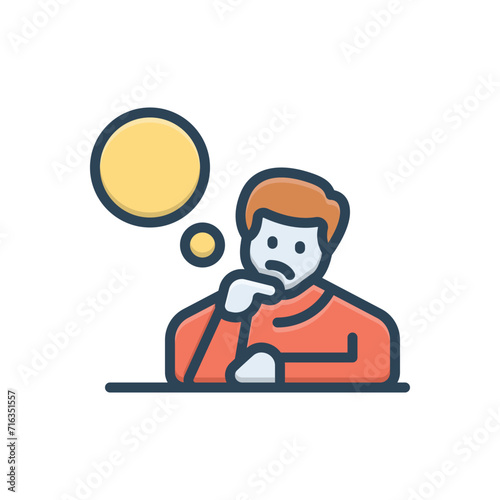 Color illustration icon for thinking