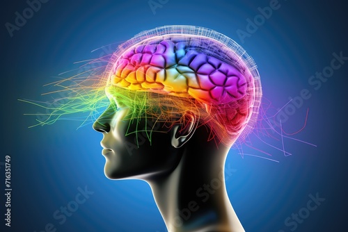 Colored brain neurodegeneration, neurogenesis and neuromodulation in tackling neurological disorders. Neuroimaging, realm of neuroscience, challenges and breakthroughs in neurological complexities photo