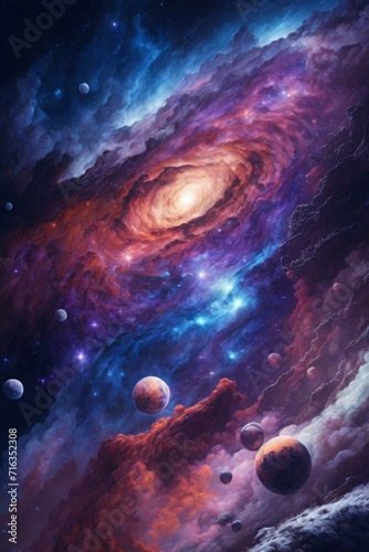 Galaxy, planet in space, ilustrasion.  photo