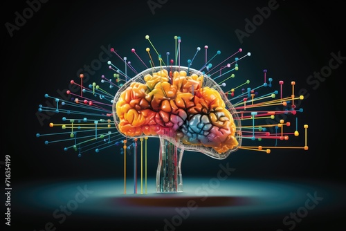 energy of fractal realms, colorful brain activity, neuron network activity, human medicine, Cognitive Functions, Emotional Intelligence, Memory, erve cells, neurosystem, synapses, brain system, neuro photo