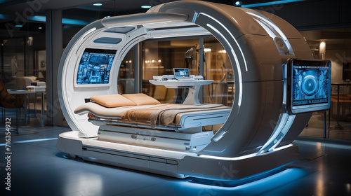 A futuristic medical facility equipped with the latest in healthcare technology, showcasing advanced medical devices and virtual reality diagnostics, Advancing Health: The Intersection of Technology 