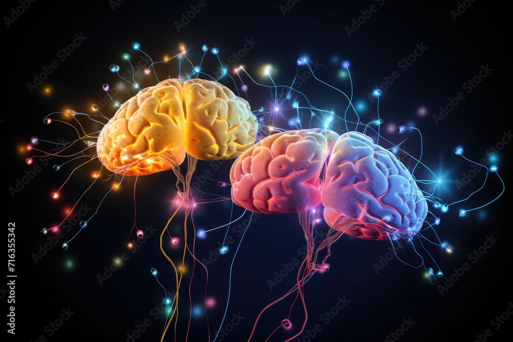 Fototapeta premium Colorful Human brain anatomy, traumatic brain injury (TBI), brain tumor, epilepsy, stroke treatment therapies brain disfunctions, neurology, mental brain supplements, positron emission tomography