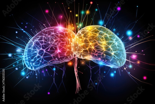fractal colorful light brain illustration, educational research, cognitive assessment, learning potential, adaptive capabilities in areas of improvement students cognitive skills, brain nerve synapses