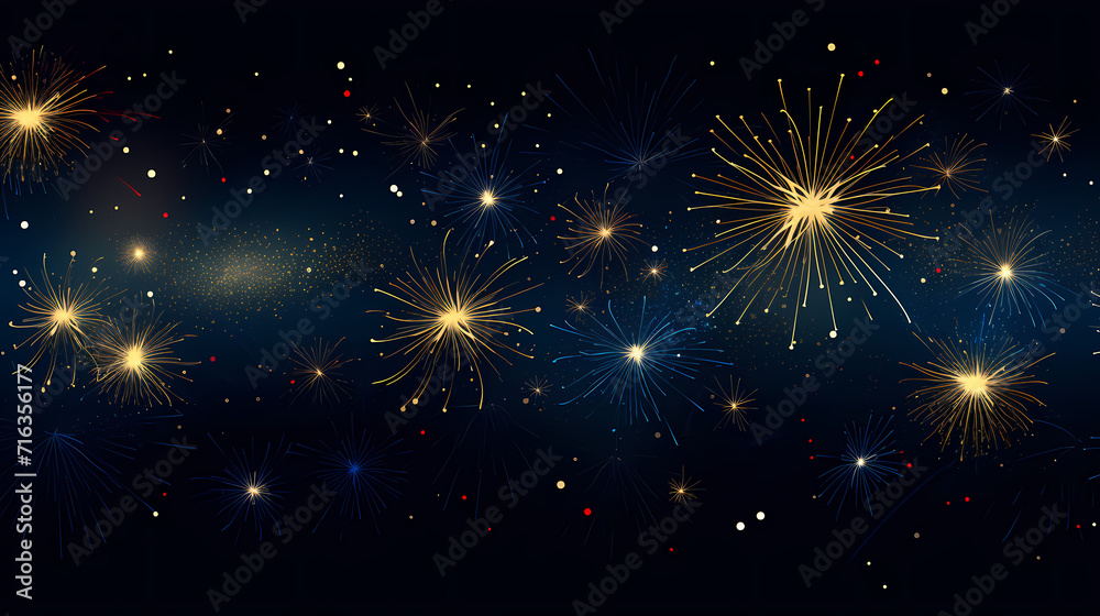Fototapeta premium Happy New Year, burning fireworks with bokeh light background