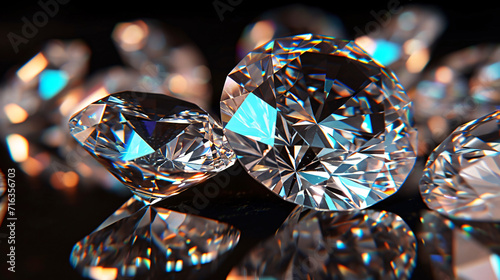 Close up of diamonds with reflections