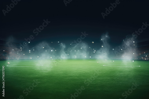 soccer game field with spotlight fog