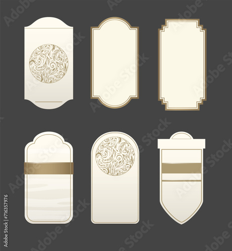 Decorative label templates elegant flat classical vertical shapes