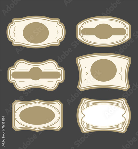 Decorated label templates flat symmetric horizontal shapes classical design