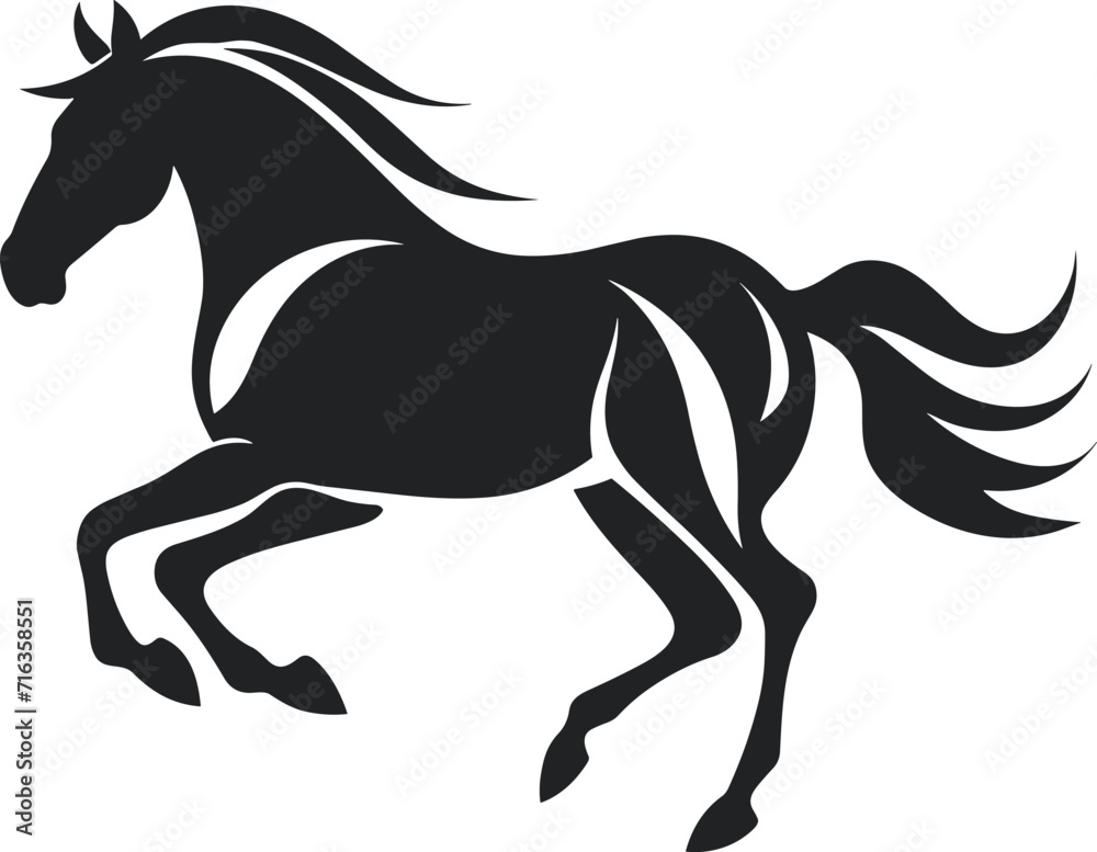 hand drawn running horse silhouette