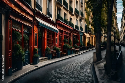 Cozy street in Paris, France