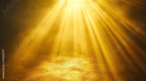 Beams of spotlight on a yellow background 