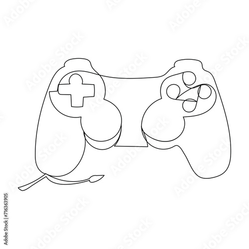 Game controller continuous one line drawing outline vector illustration