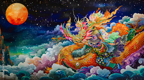 Traditional Thai painting of dragons 