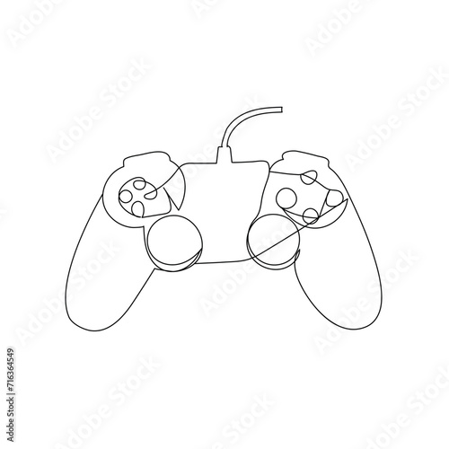 Game controller continuous one line drawing outline vector illustration
