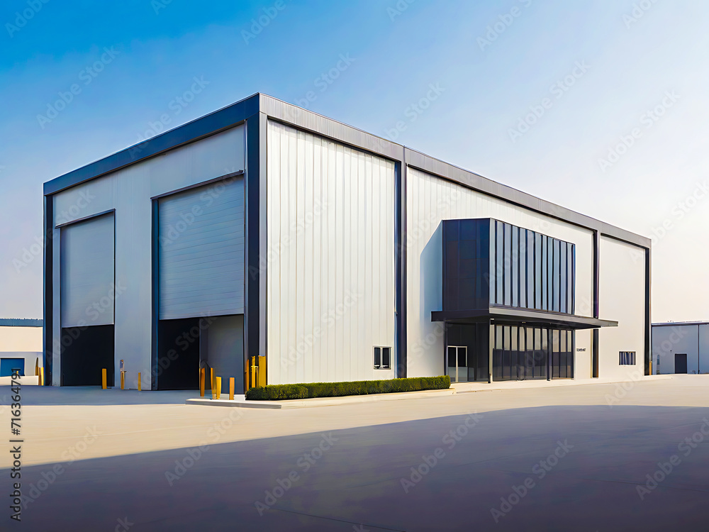 warehouse building with sky. generative AI warehouse building with sky. generative AI
