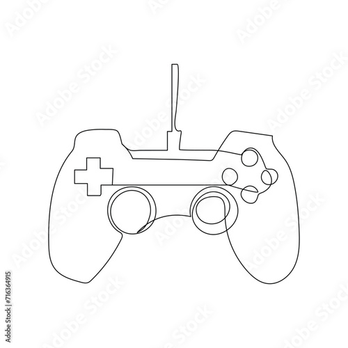 Game controller continuous one line drawing outline vector illustration