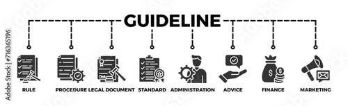 Guideline banner web icon vector illustration concept with icon of rule, procedure, legal document, standard, administration, advice, finance, marketing