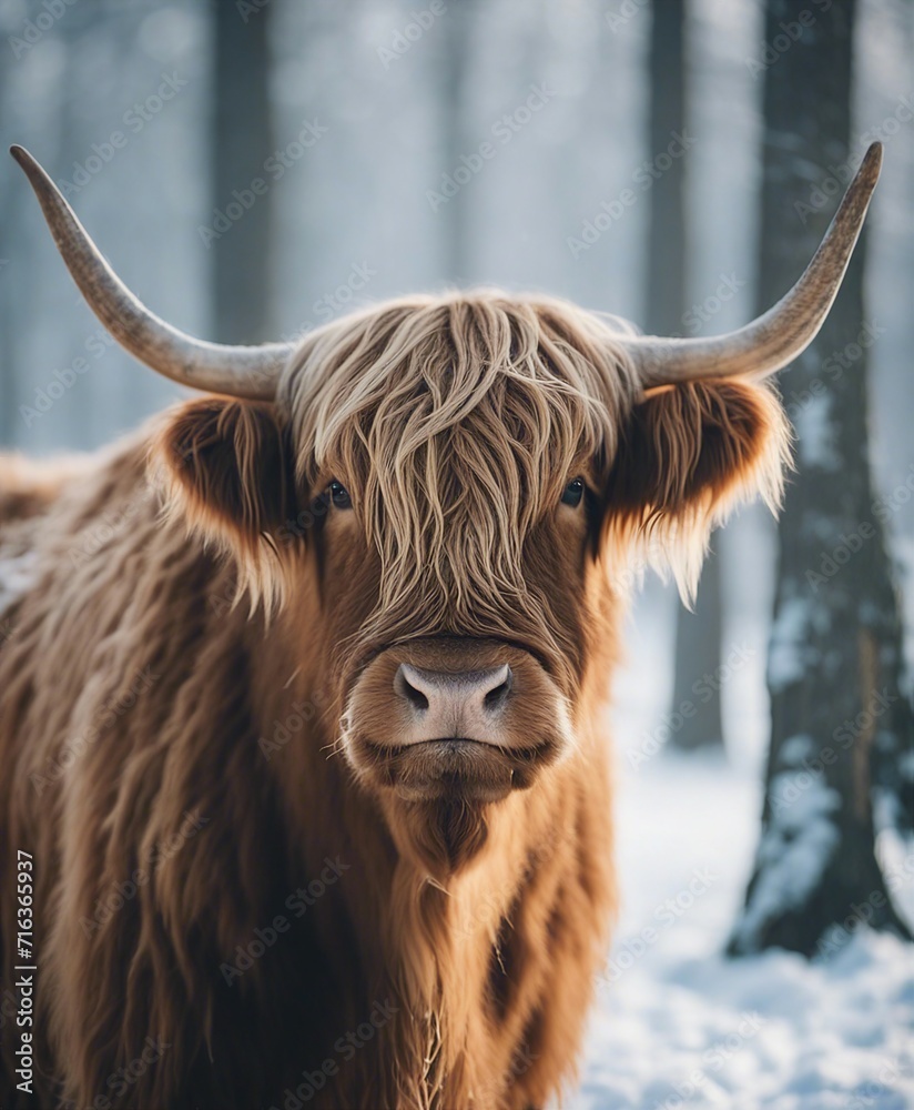 Portrait of a highland cattle in the frost of a winter morning. smoke coming out of its nose, close up view
Portrait of a highland cattle in the frost of a winter morning. smoke coming out of its nose, close up view