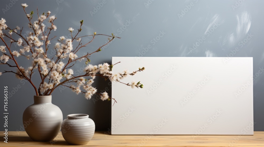 Blank white canvas mockup, horizontal orientation, soft studio lighting Blank white canvas mockup, horizontal orientation, soft studio lighting