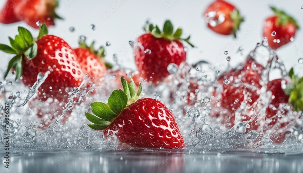 Strawberry with water splash over isolated white background
Strawberry with water splash over isolated white background