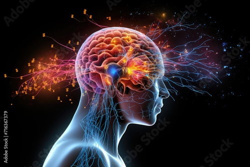 Neuron and neuronal connections colorful mindset. Learning dynamics synaptic cleft, fostering cognitive engagement. Continuous hippocampal neurogenesis brainwave modulation, cognitive assessment.