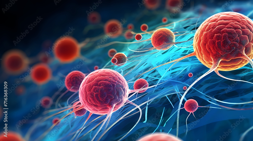 Cell background, virus cells, medical research background