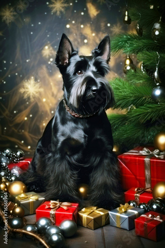 New Year's happy dog Scotch Terrier16