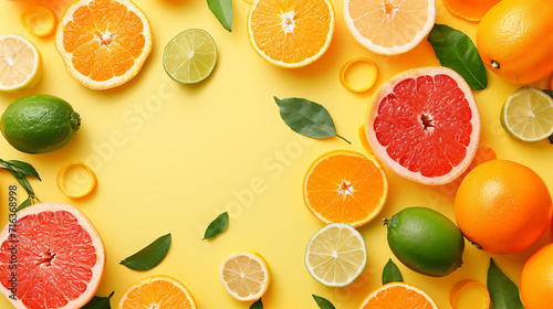 Creative background made of summer tropical fruit