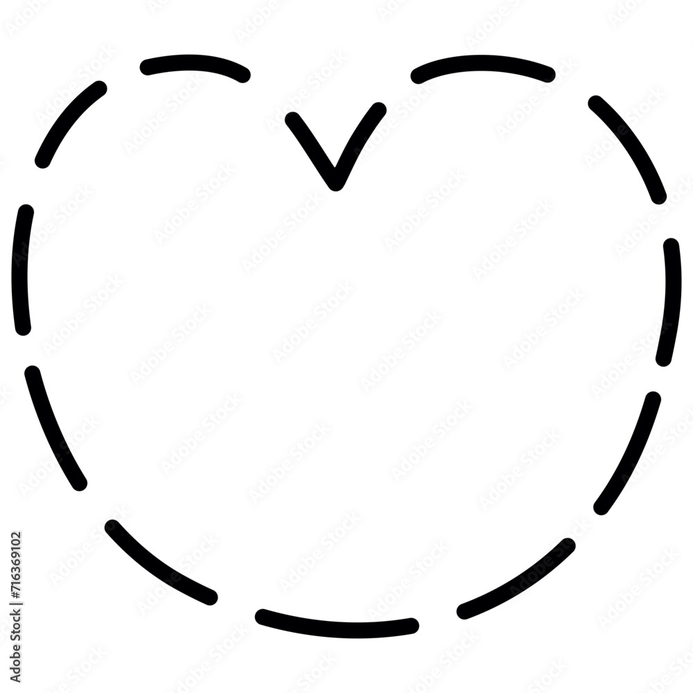 Heart dashed line. Love icon. Outline. Valentine day. Vector and illustration. - obrazy, fototapety, plakaty 