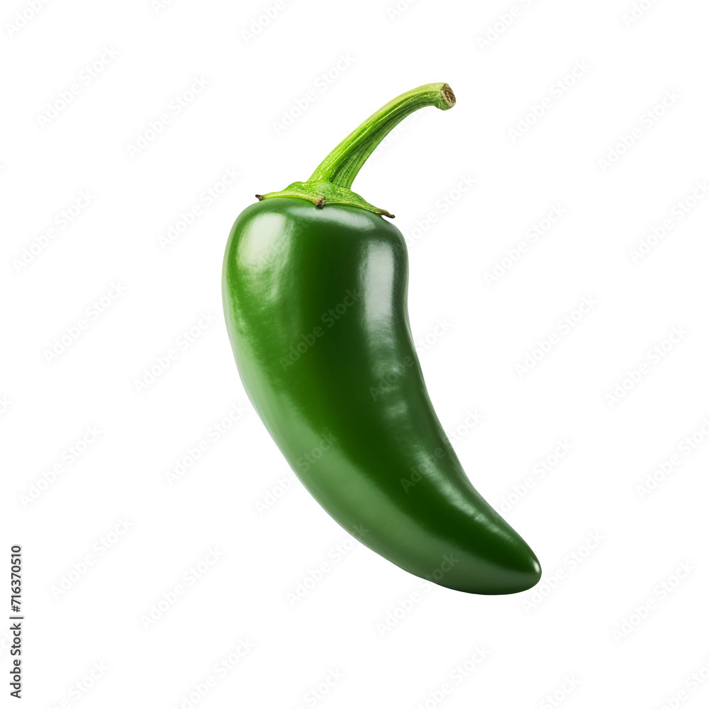 Green jalapeno isolated on transparent background. Generative ai. Green jalapeno isolated on transparent background. Generative ai.