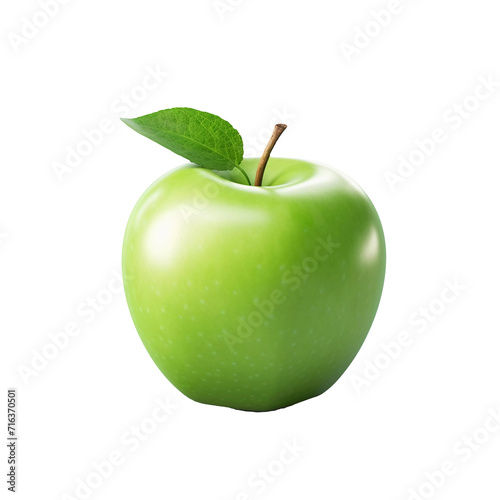 Green apple isolated on transparent background. Generative ai design.