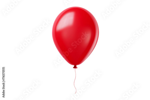 Red helium birthday balloon on transparent background. Generative ai design.