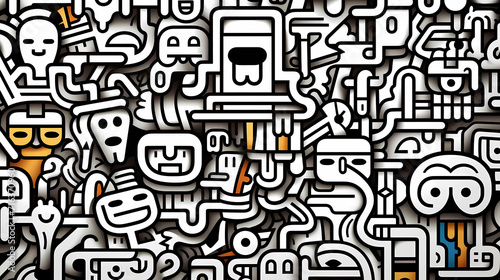 Funny doodle seamless pattern  artistic background