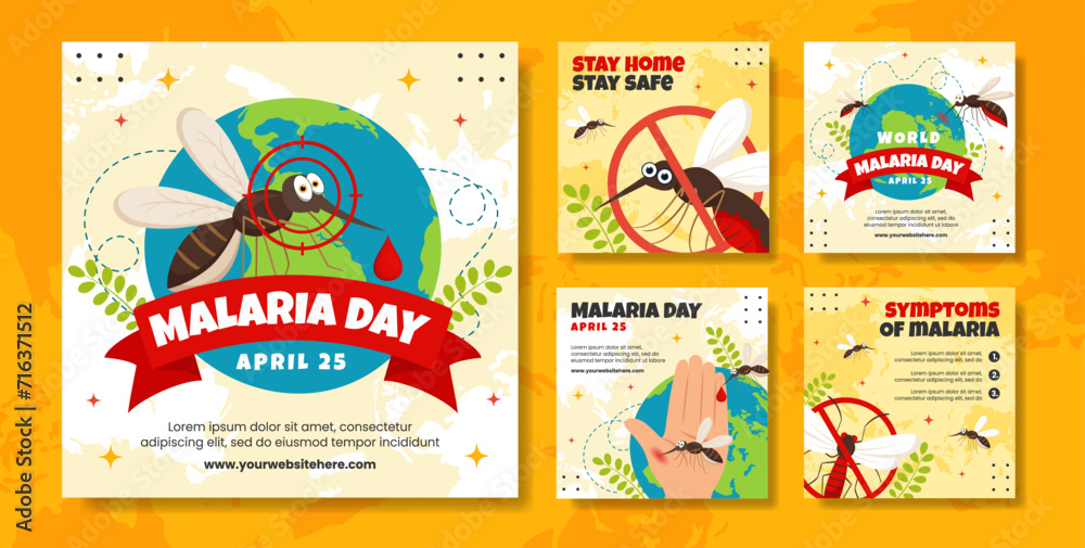 Malaria Day Social Media Post Flat Cartoon Hand Drawn Templates Background Illustration