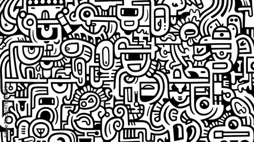 Funny doodle seamless pattern  artistic background