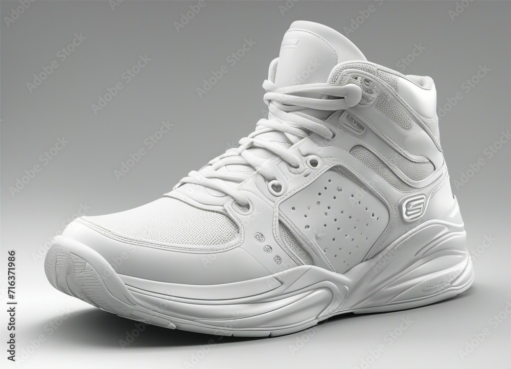 sporty and comfortable sneakers with no branding or markings, white isolated background, studio light at background sporty and comfortable sneakers with no branding or markings, white isolated background, studio light at background
