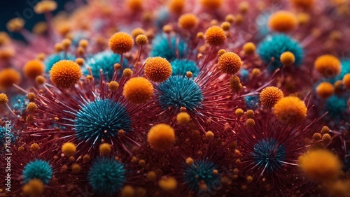 Colorful virus microscopic view  photo